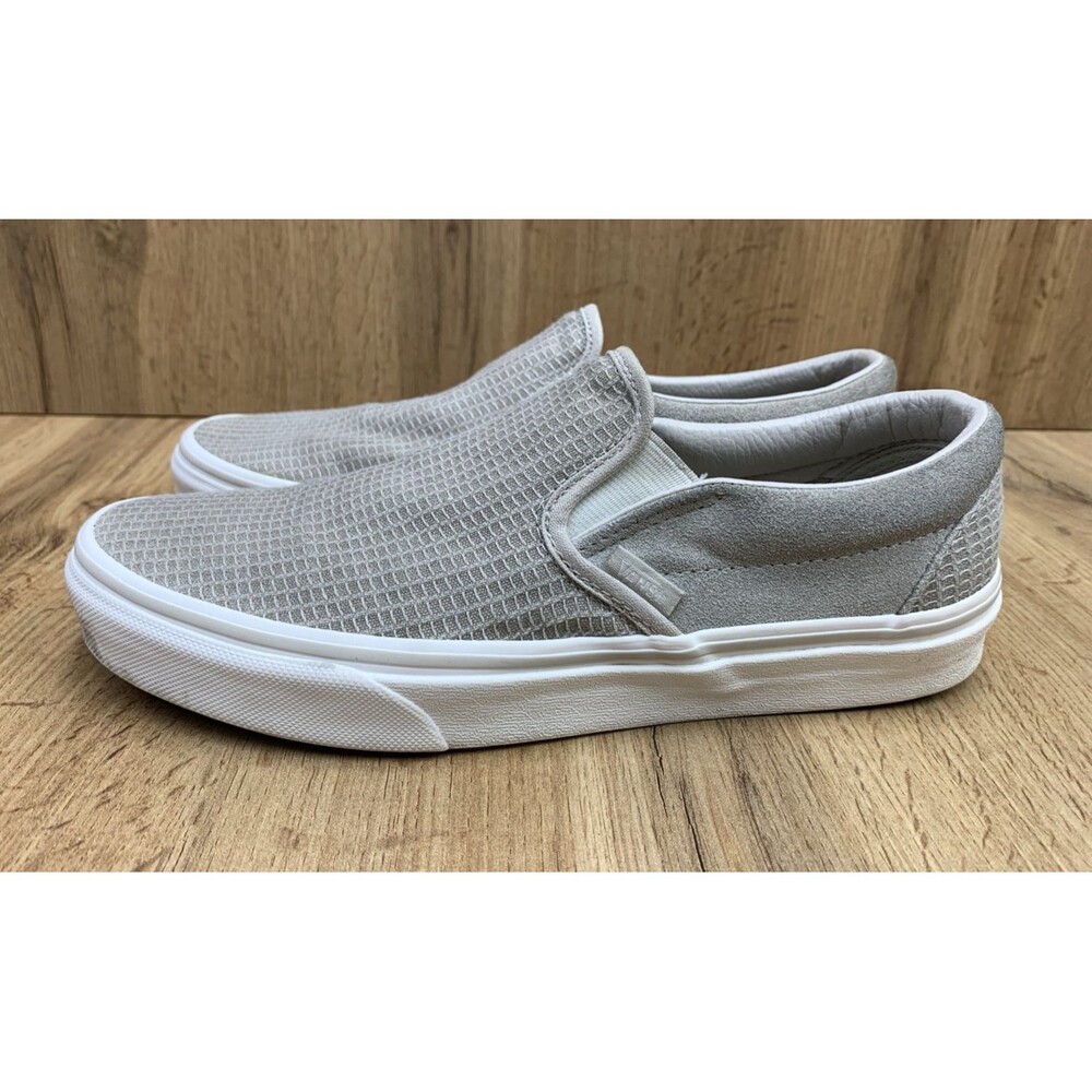 VANS Classic Slip-On (Woven Check) Skate Shoe Size Men's 7.0 Women's 8.5 White - Picture 3 of 12